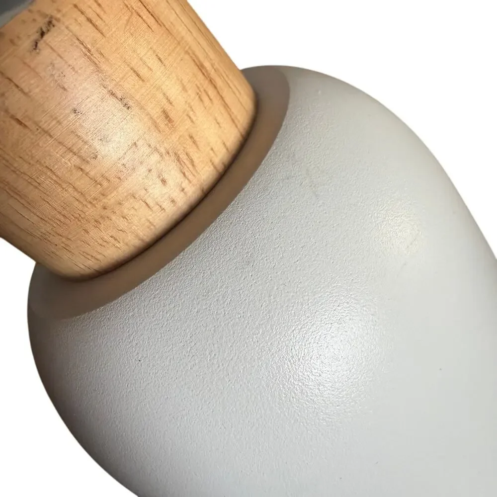 Modern Wood & White Desk Lamp USB Powered Adjustable Gooseneck Table Light